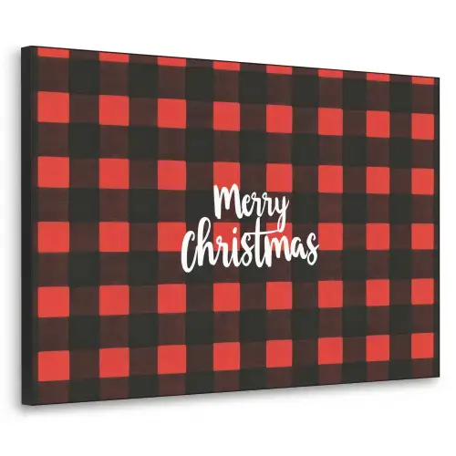 Geruit - Rood - Tekst - Christmas Textielframe zwart klein -3d