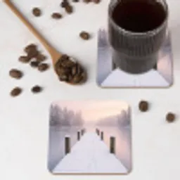 Steiger - Meer - Mist - Winter - Serene onderzetter kurk middel -sfeer2