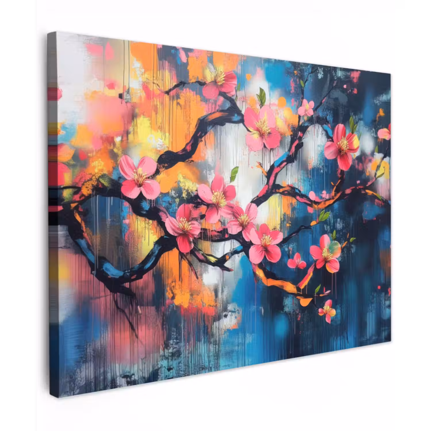 Canvas schilderij - Bloemen - Tak - Artistiek - Roze