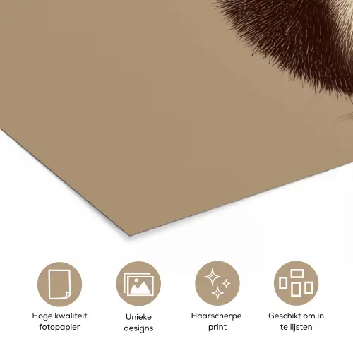 Egel - Snuitje - Bruin - Stekels poster papier klein -closeup_NL