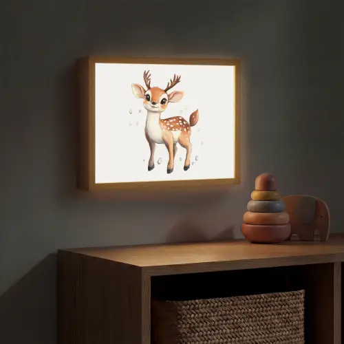 Hert - Dier - Bruin Light Box met batterij (Wandlamp kind) middel -sfeer5_kind