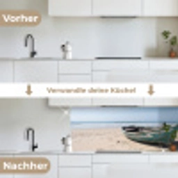 Boot - Zandstrand - Zee keuken achterwand 2 middel -voor-na_DE