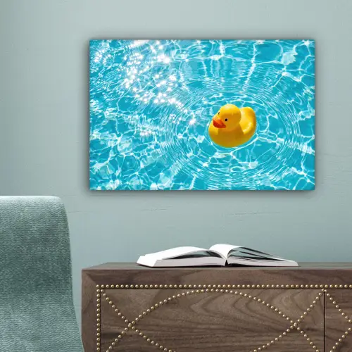 Badeend - Dobberen - Blauw canvas 2cm klein -sfeer4