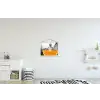 Sinaasappel - Eiffeltoren - Vrouw textielposter latten blank klein -kinderkamer