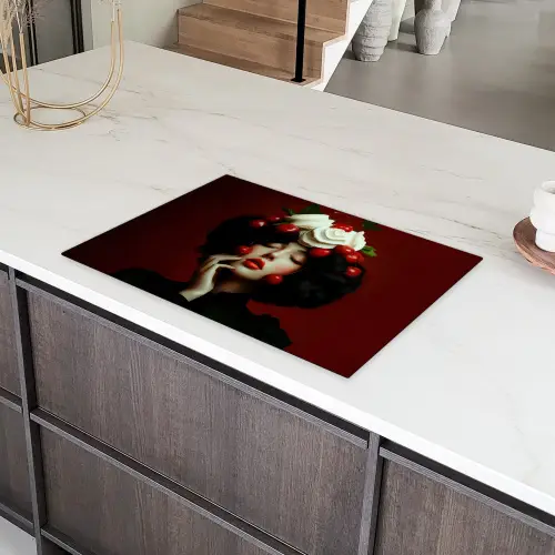Vrouw - Kersen - Slagroom Inductie beschermer vinyl 3mm klein -sfeer8
