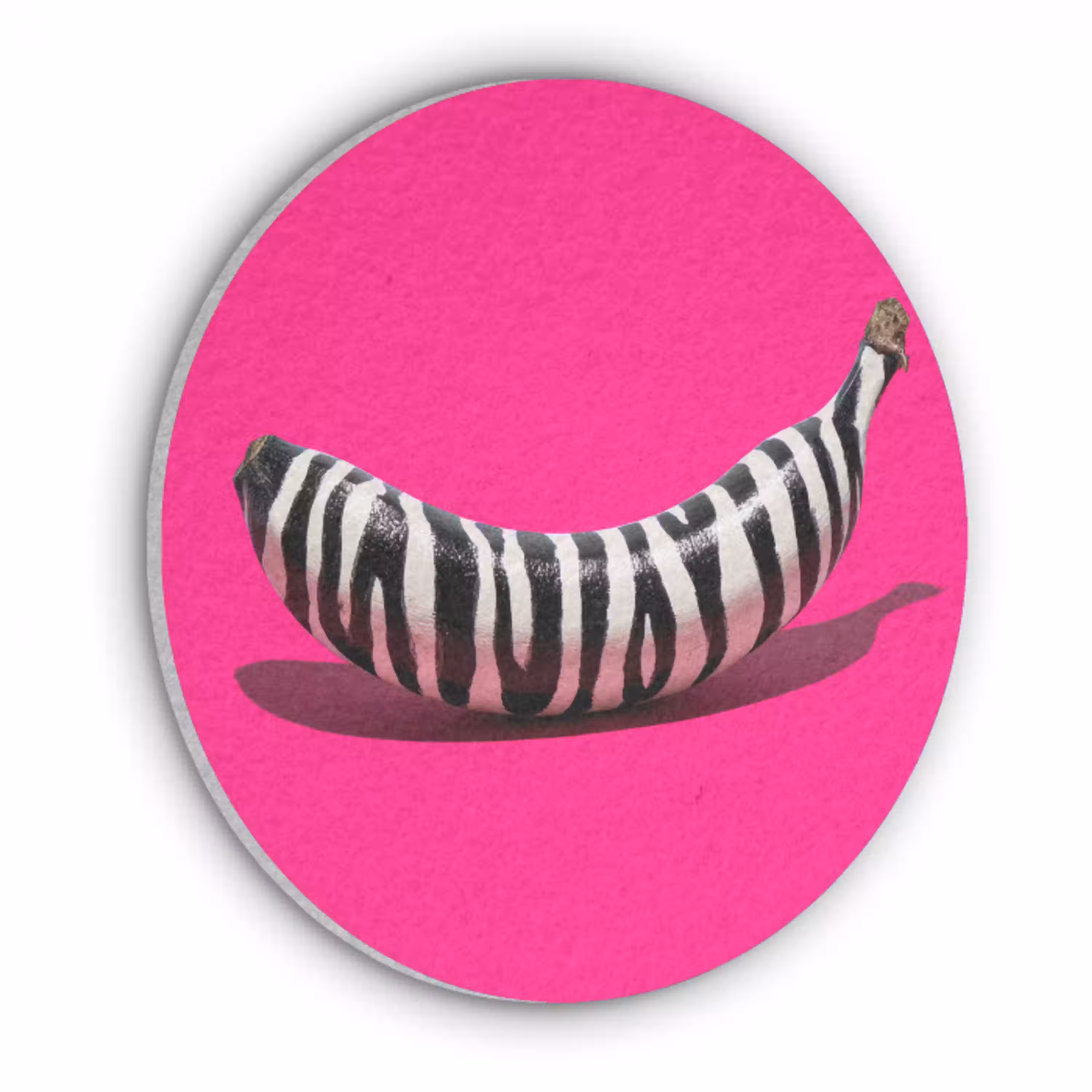 Banaan - Zebraprint - Roze Akoestische PET Vilt - Rond klein -3d