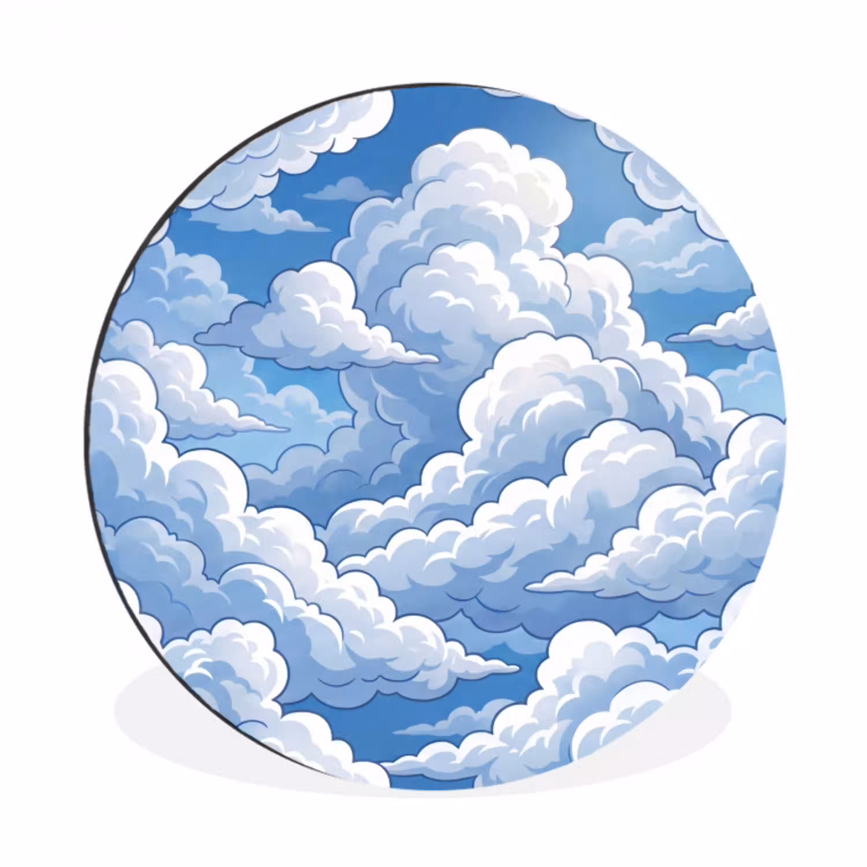 Wolken - Hemel - Abstract - Wit Wandcirkel aluminium klein -3d