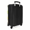 Golvende strepen in geel met groen NBS - Handbagage koffer - Unisex middel -achterkant