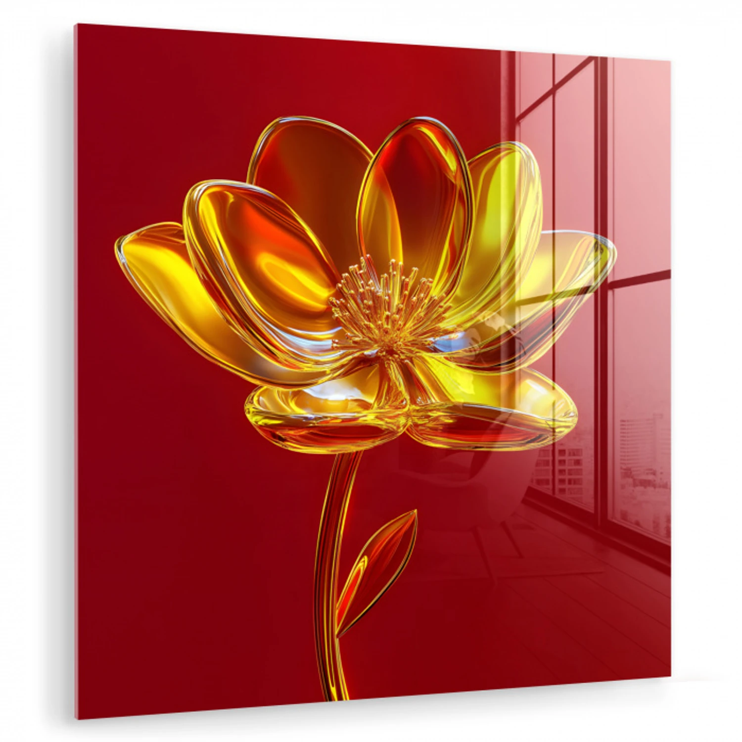 Bloem - Goud - Glazen plexiglas 5mm klein -zzzproduct_nieuw