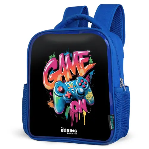Game - Controller - Graffiti - Neon Kinderrugzak - Blauw middel -schuin