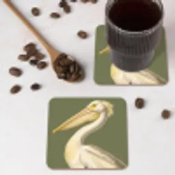 Pelikaan - Wit - Vogel - Klassiek - Natuur onderzetter kurk middel -sfeer2