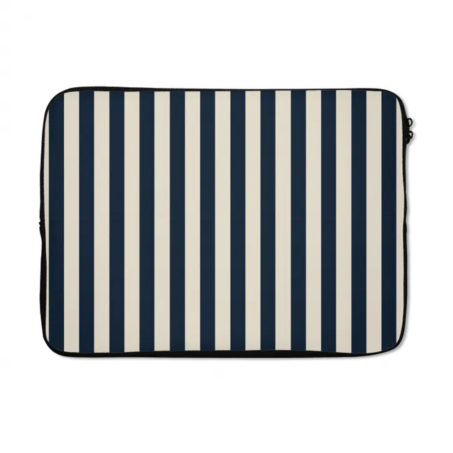 Laptophoes Verticale strepen - Blauw - Crème