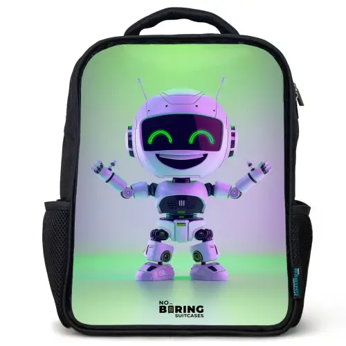 Robot met paars en groen licht Rugzak - Zwart middel -3d