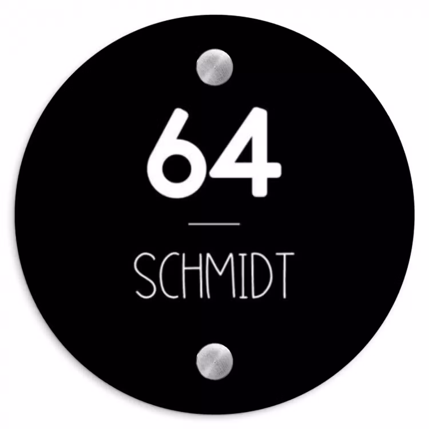 Namensschild Haustür Rund – Schwarze Oberfläche - Modern