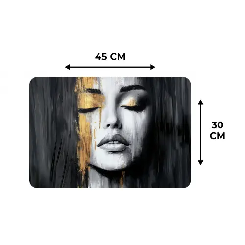 Gezicht - Vrouw - Penseelstreken - Abstract Placemat vinyl groot -specs