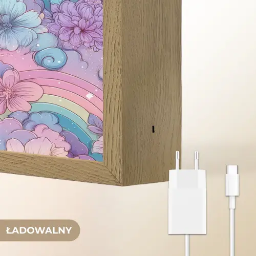 Regenbogen - Bloemen - Kleurrijk - Wolken Light Box met batterij (Wandlamp kind) middel -USP_websiteoplaadbaarNL