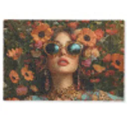 Vrouwen - Bloemen - Modern - Bril - Abstract Deurmat klein -zkaufland3d