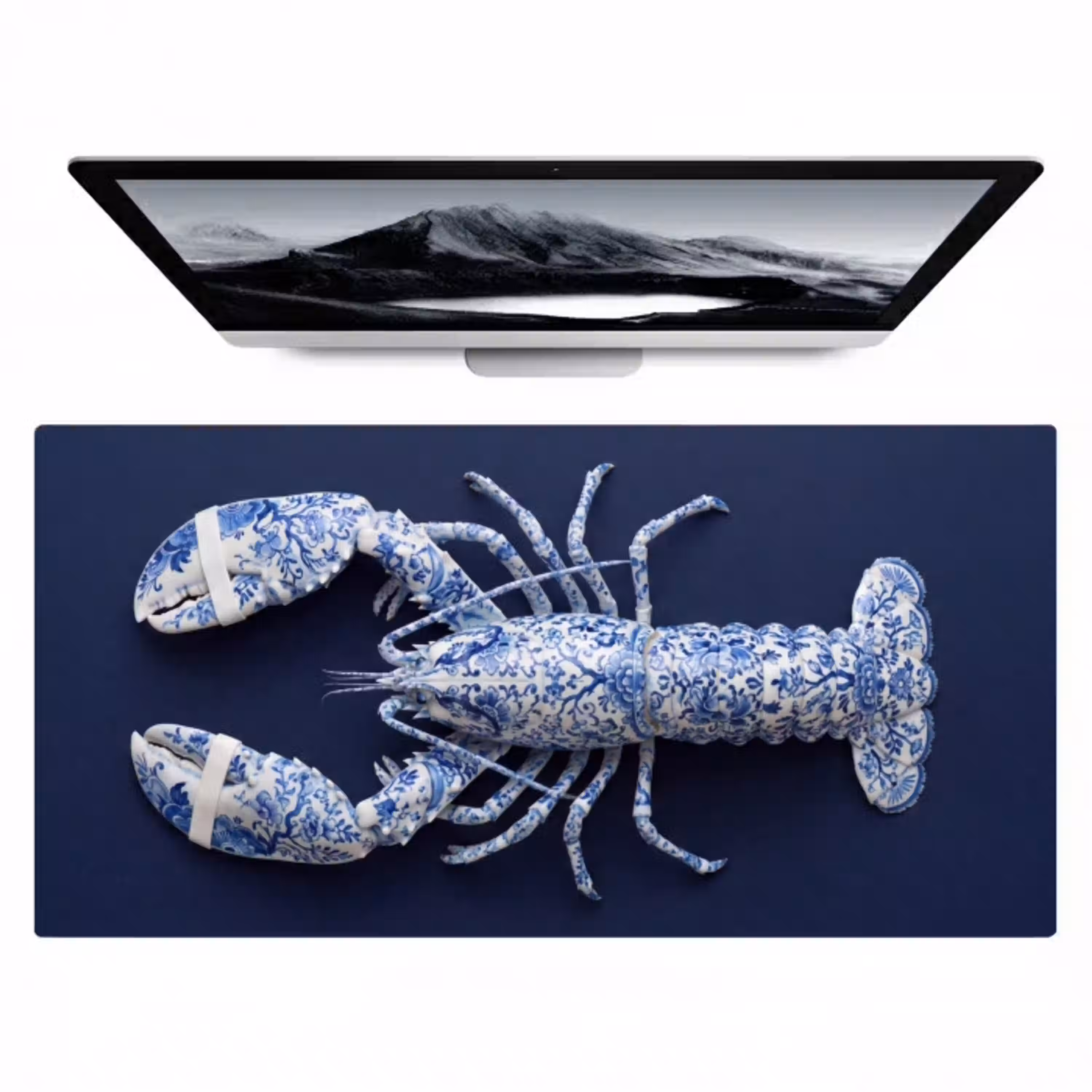 Kreeft - Porselein - Delfts - Blauw Muismat XXL klein -zzz3d