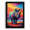 Neushoorn - Zonsondergang - Savanna - Kleurrijk fotolijst zwart zonder passe partout klein -3d