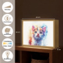 Kat - Portret - Kleuren - Verf - Wit Light Box met batterij (Wandlamp kind) middel -USP_websiteoverzichtDE