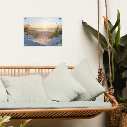 Strand - Zon - Duin - Gras - Zand - Horizon tuinposter los doek klein -sfeer7