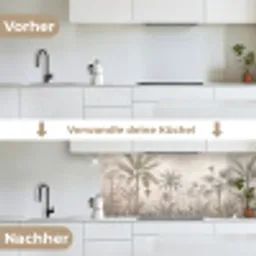 Jungle - Banenboom - Kolibrie - Beige keuken achterwand 2 middel -voor-na_DE