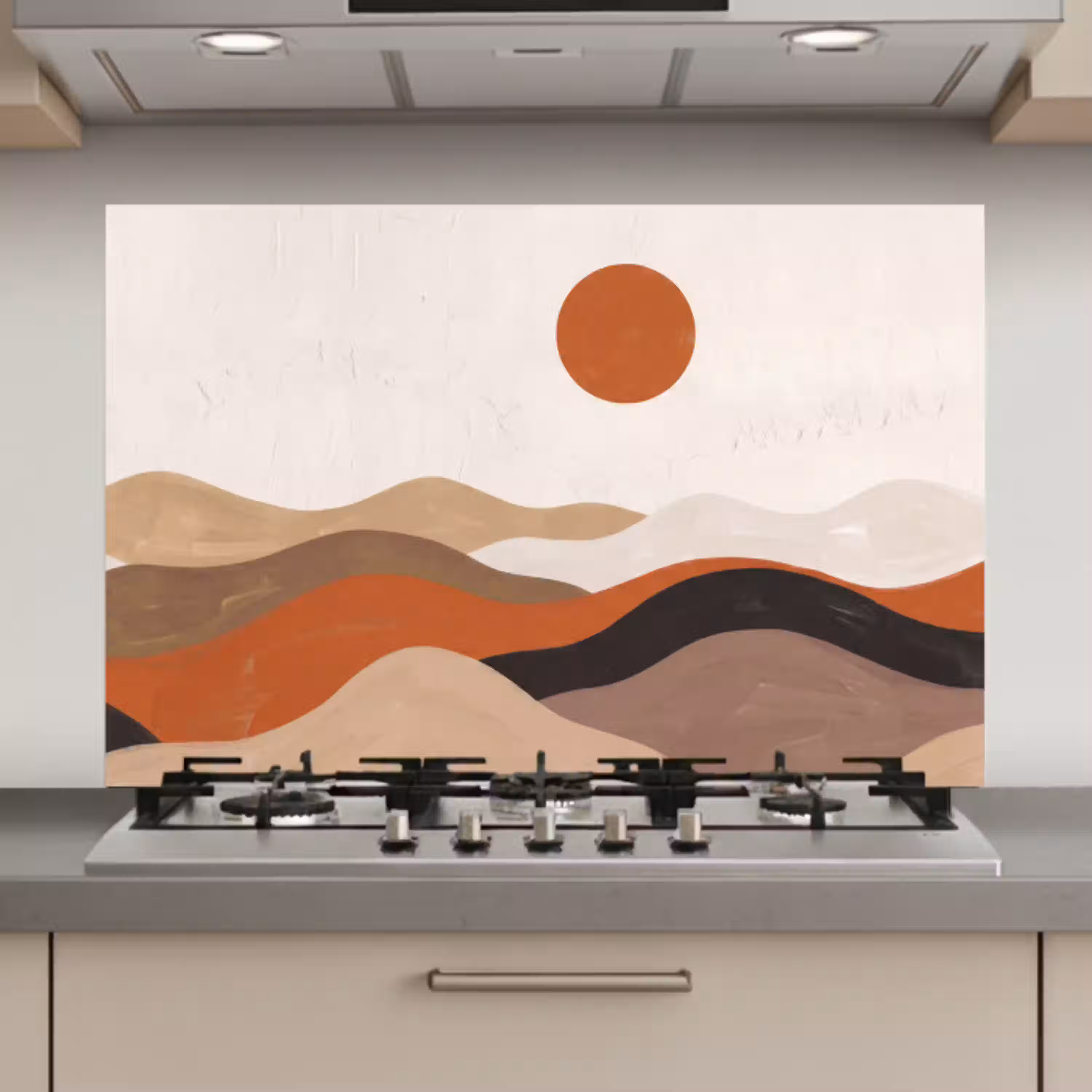 Landschap - Heuvels - Zon - Abstract - Oranje keuken achterwand spatscherm klein -3d_website