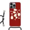 Wijnglazen - Silhouetten - Wit Hoesje iPhone 16 Pro Max met koord klein -3d