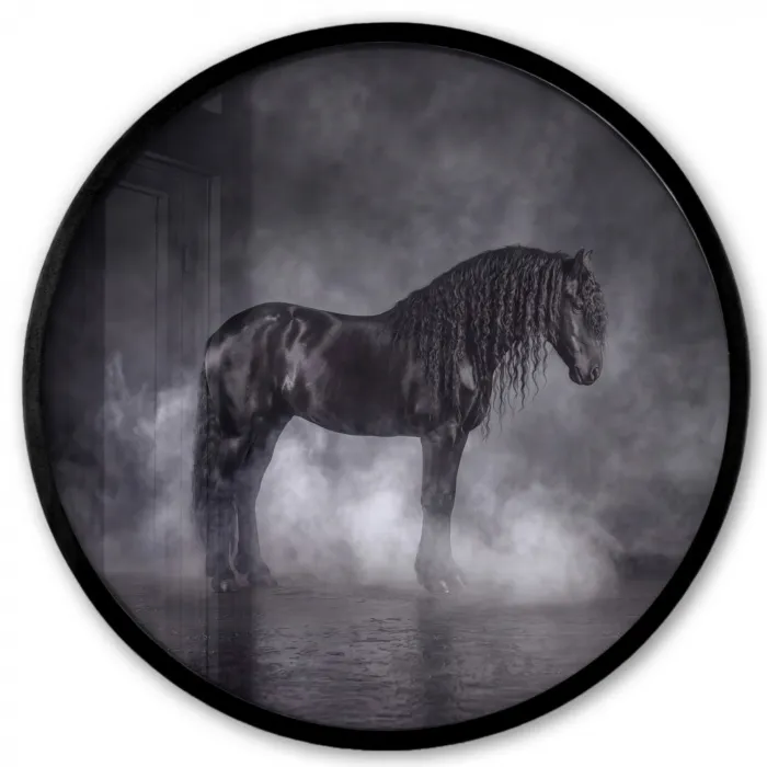 Paard - Magisch - Zwart Fotolijst rond zonder passe partout klein -3d