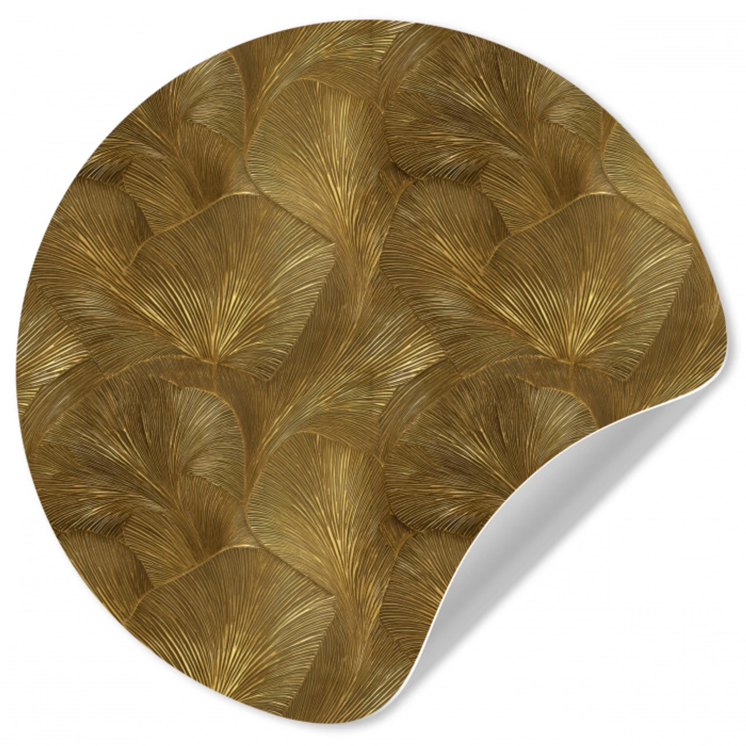 Organisch - Lijnen - Goud Wandcirkel behangsticker klein 186 -3d