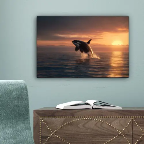 Orka - Zee - Zonsondergang canvas 2cm klein -sfeer4