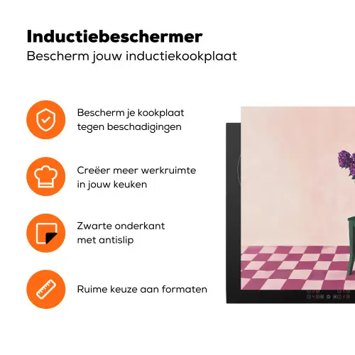 Stoel - Vaas - Bloemen - Geblokt Inductie beschermer vinyl 3mm klein -zzzzzzz-td-ups