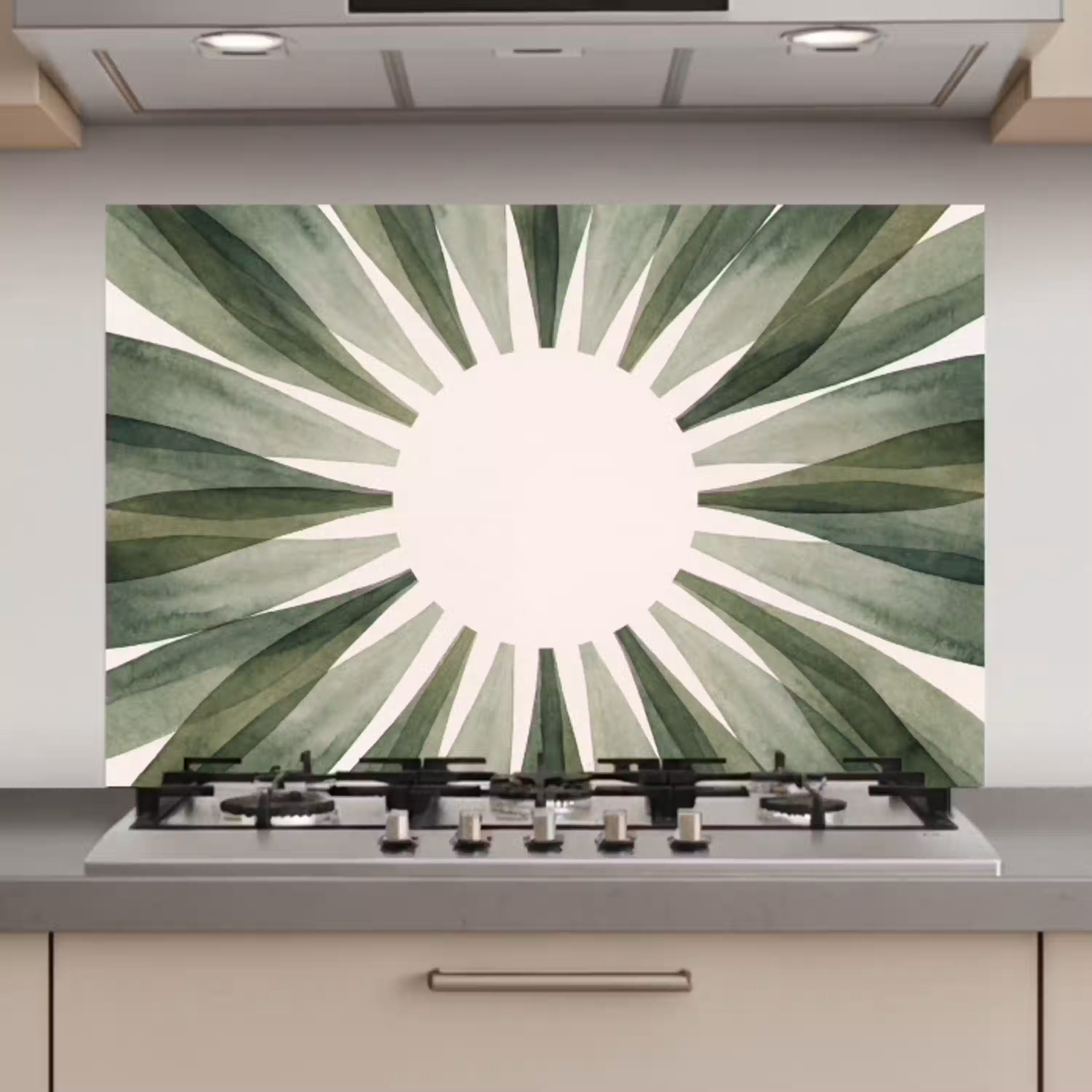 Planten - Abstract - Waterverf - Groen - Natuur keuken achterwand spatscherm klein -3d_website