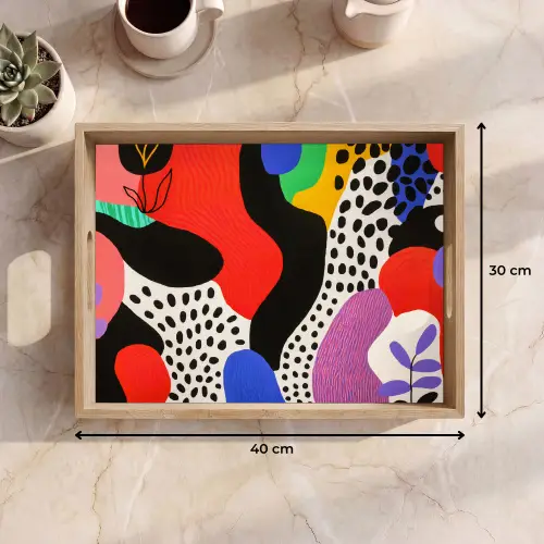 Abstract - Vormen - Kleuren - Stippen Dienblad Rechthoek middel -USP_Formaat