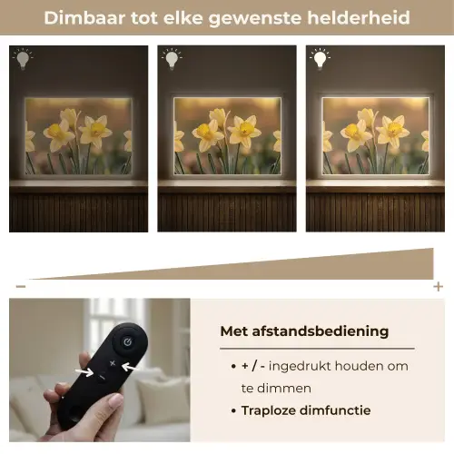 Bloemen - Geel - Wazig Light Box met batterij (Wandlamp) middel -USP_dimbaarNL