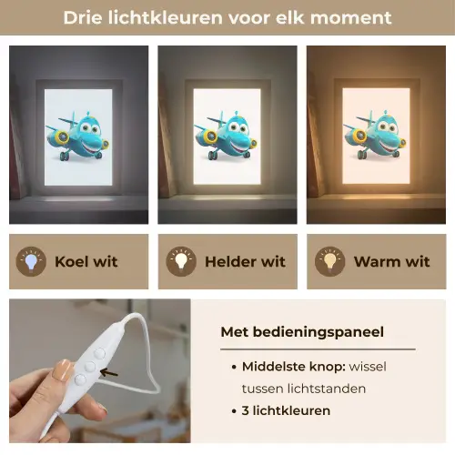 Vliegtuig - Blauw - Kinderen - Jongens Light Box met kabel klein -USP_lichtkleurNL