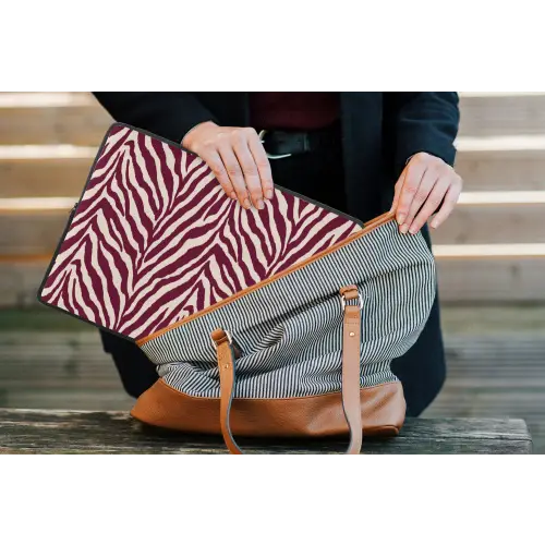 Zebra - Motief - Bordeaux - Rood laptophoes neopreen klein 279 -tas