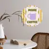 More coffee - Geel - Paars - Strepen - Mok Wandcirkel behangsticker klein -sfeer3