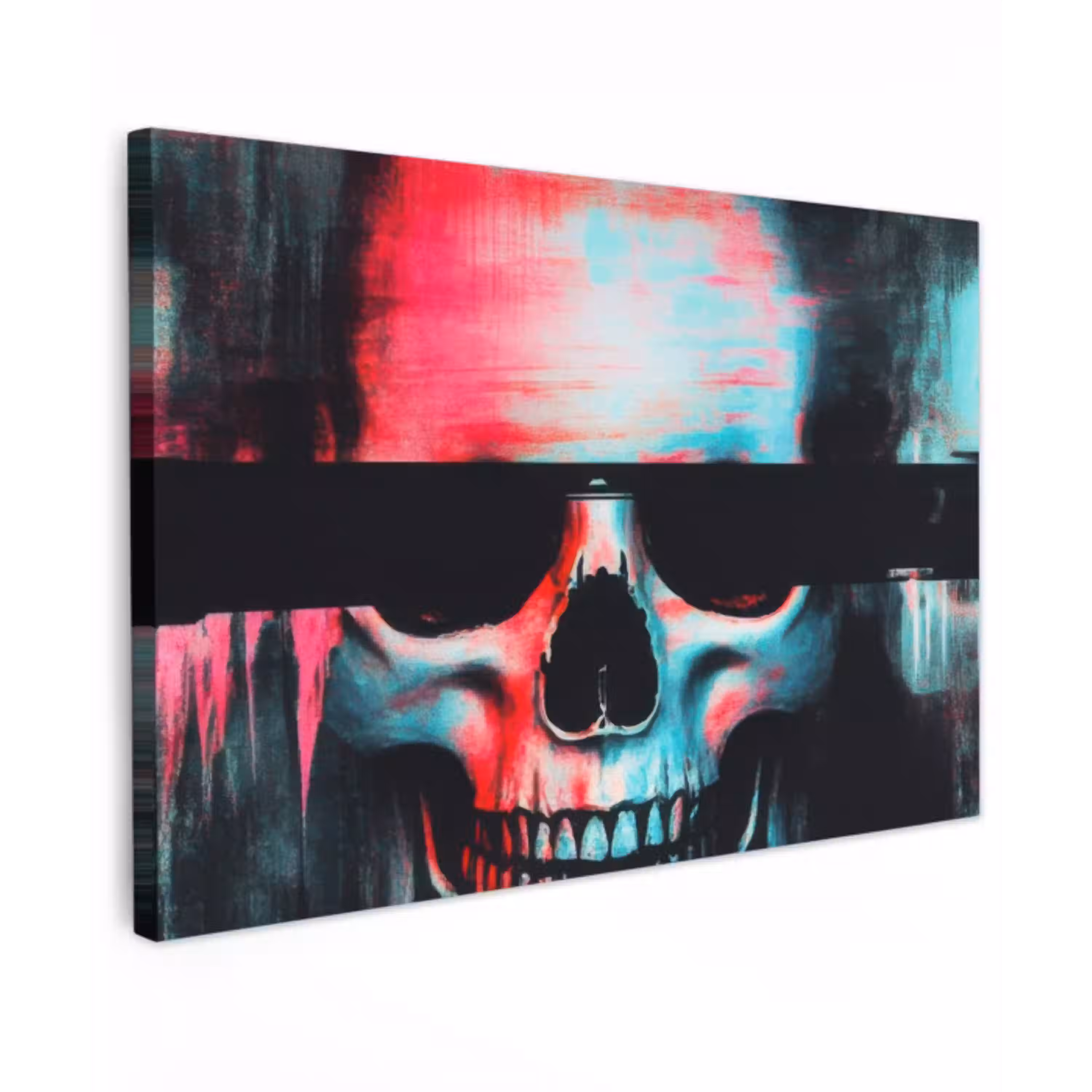 Schedels - Glitch - Cyberpunk canvas 2cm klein -z3d