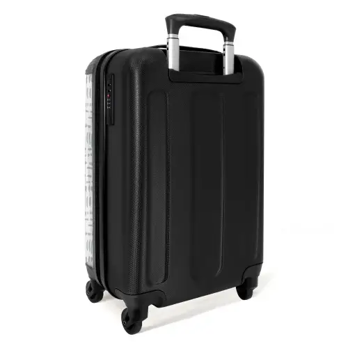 Grijs stippelstrepenmotief NBS - Handbagage koffer - Kinderen Unisex middel -achterkant