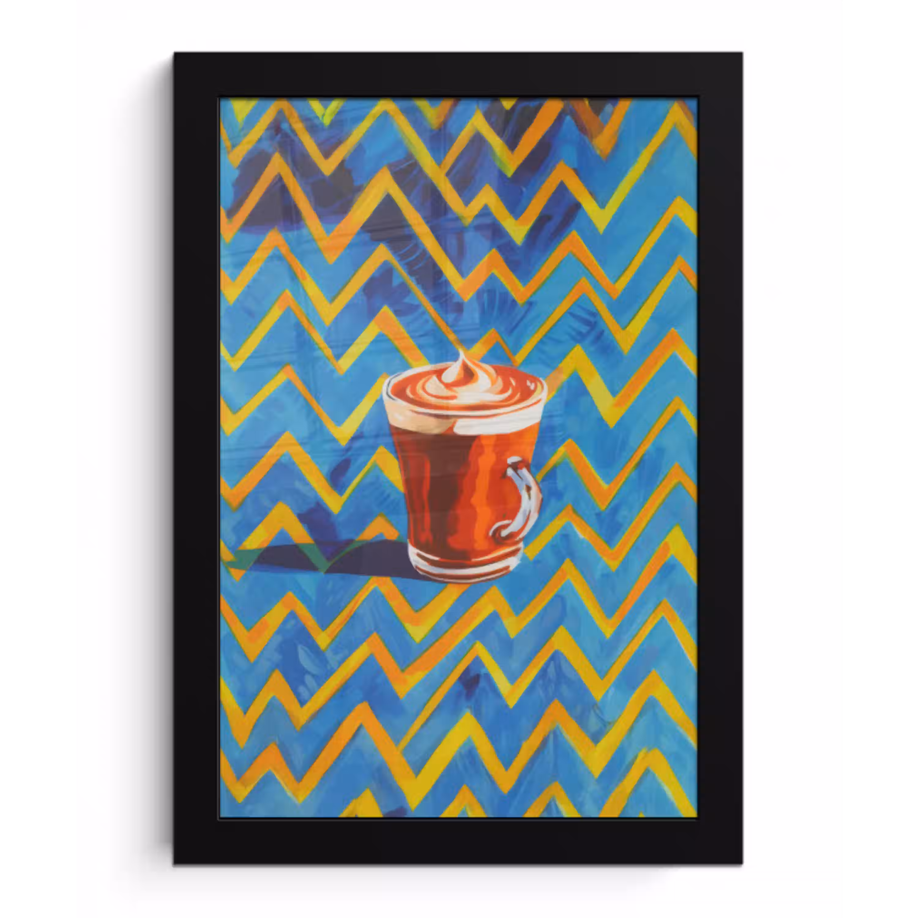 Mok - Koffie - Zigzag - Slagroom fotolijst zwart zonder passe partout klein -3d