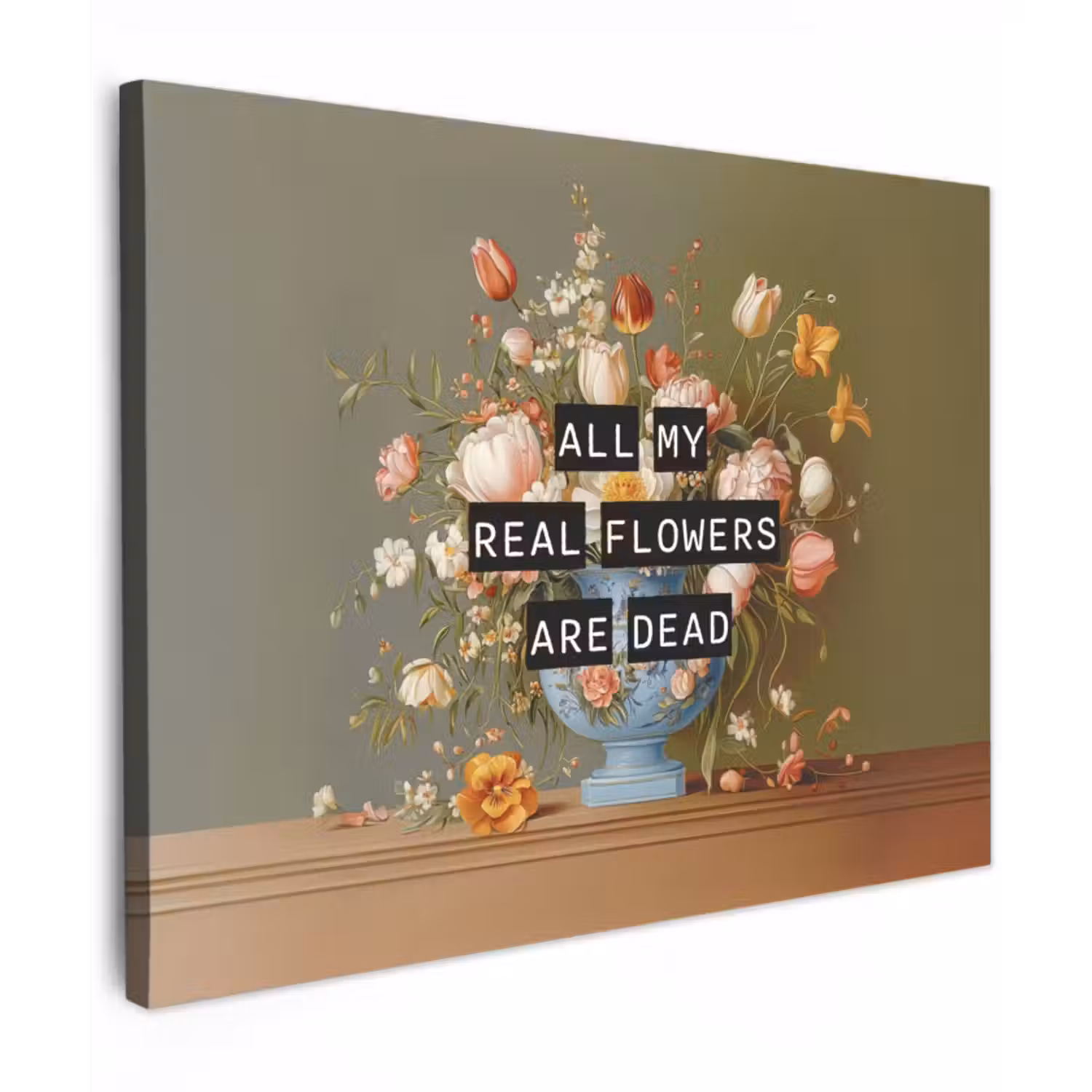 Canvas schilderij - Bloem - Quote - Vintage - Art