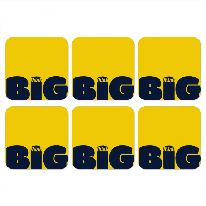 Geel - Think big - Grafisch onderzetter kurk middel -3d