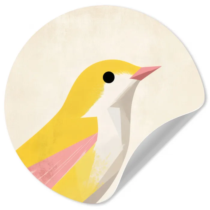 Vogel - Minimalistisch - Geel Wandcirkel behangsticker klein -3d