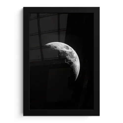 Maan - Hemel - Zwart - Schaduw fotolijst zwart zonder passe partout klein -3d