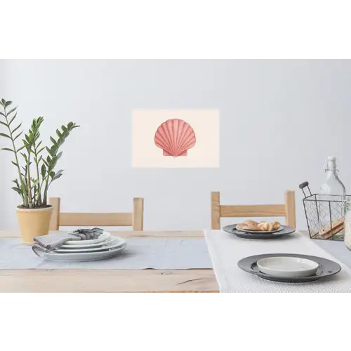 Schelp - Roze - Ribbels Muursticker klein -eettafel