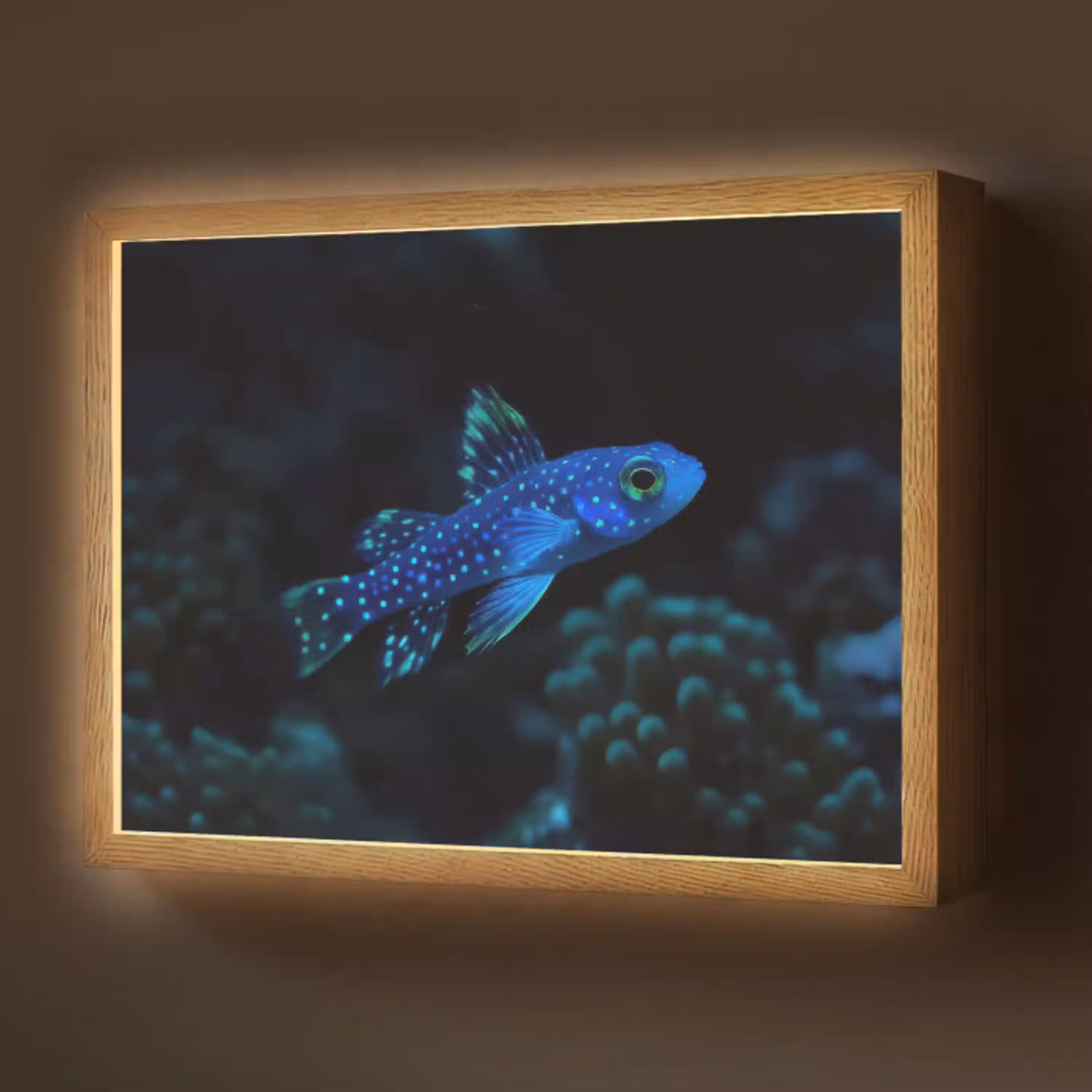 Vis - Stippen - Koraal - Blauw Light Box met batterij (Wandlamp) middel -z3d_website