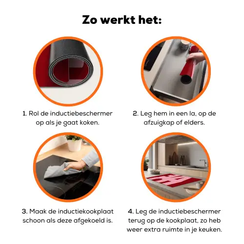 Love - Rood - Blokletters Inductie beschermer vinyl 3mm klein -zzzzzzz-td-werking