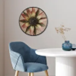 Droogbloem - Protea - Vintage - Beige - Rustiek Fotolijst rond zonder passe partout klein -sfeer2