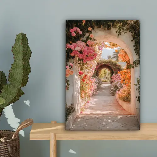 Doorkijk - Boog - Bloemen - Pastel canvas 2cm klein -sfeer4